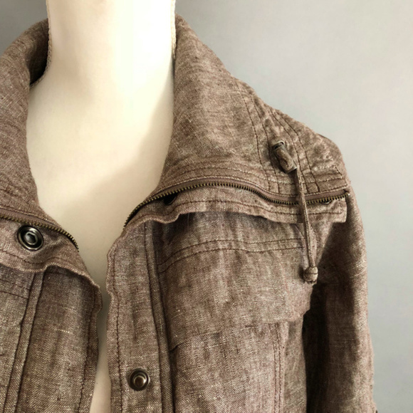 Silk Culture Tan Cropped Zip Up Coat - Picture 3 of 6